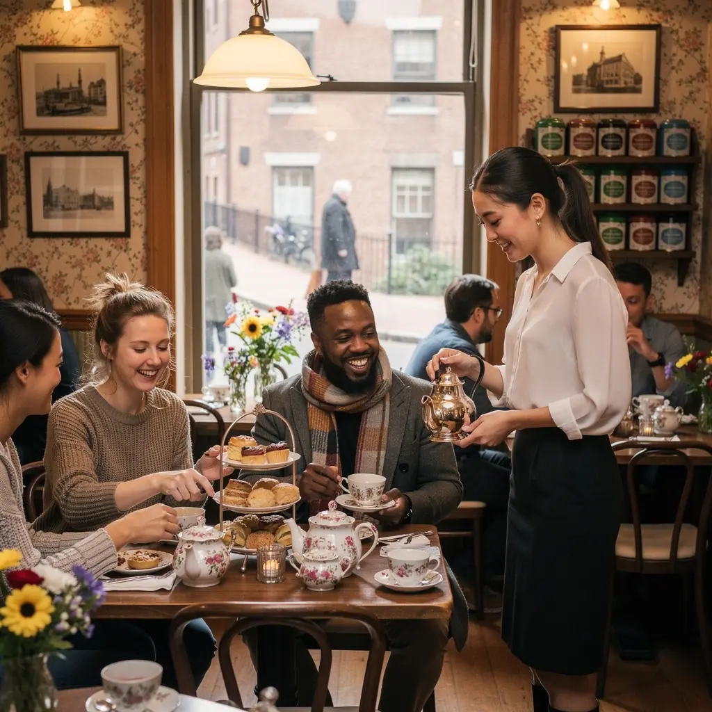 Продавец улыбается, предлагая традиционные блюда местной кухни